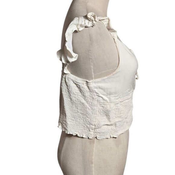 Wild Fable Off White Ruffled Crop Top - Picture 3 of 7